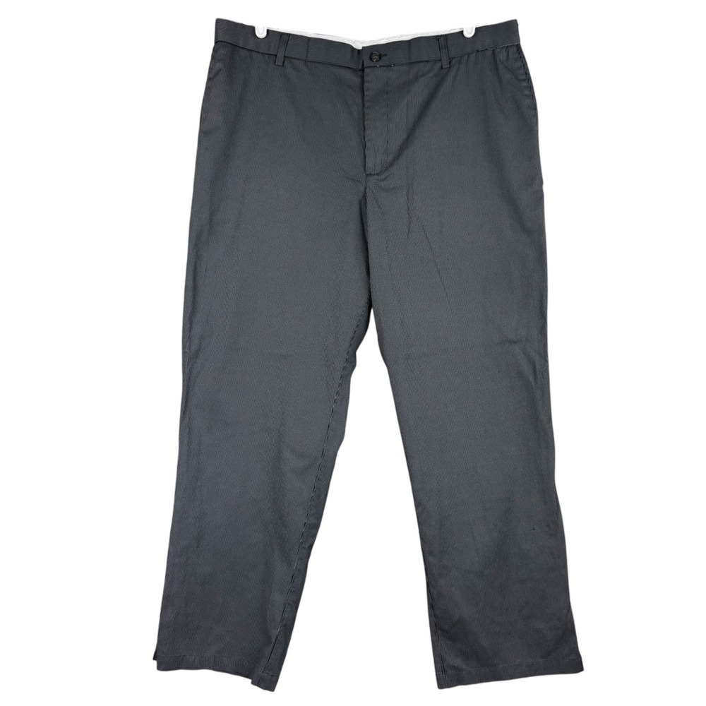 Greg Norman Men's Flat Front Striped Navy/Black Golf Pants Size 40x32 Slit Cuff